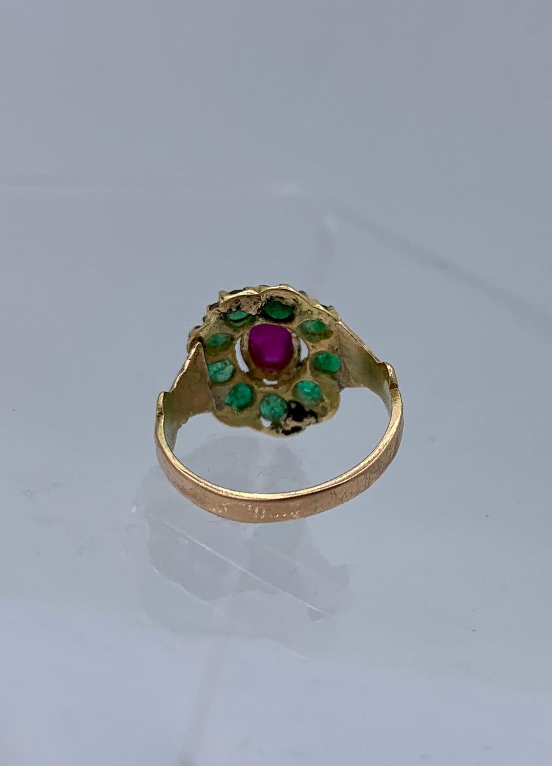 Victorian Emerald Ruby Ring Antique Wedding Engagement Stacking Ring Gold 5