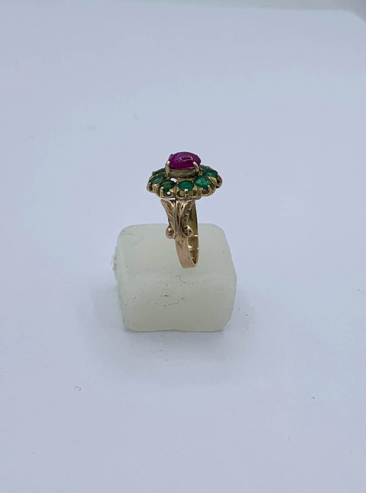 Victorian Emerald Ruby Ring Antique Wedding Engagement Stacking Ring Gold 6