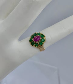 Victorian Emerald Ruby Ring Antique Wedding Engagement Stacking Ring Gold