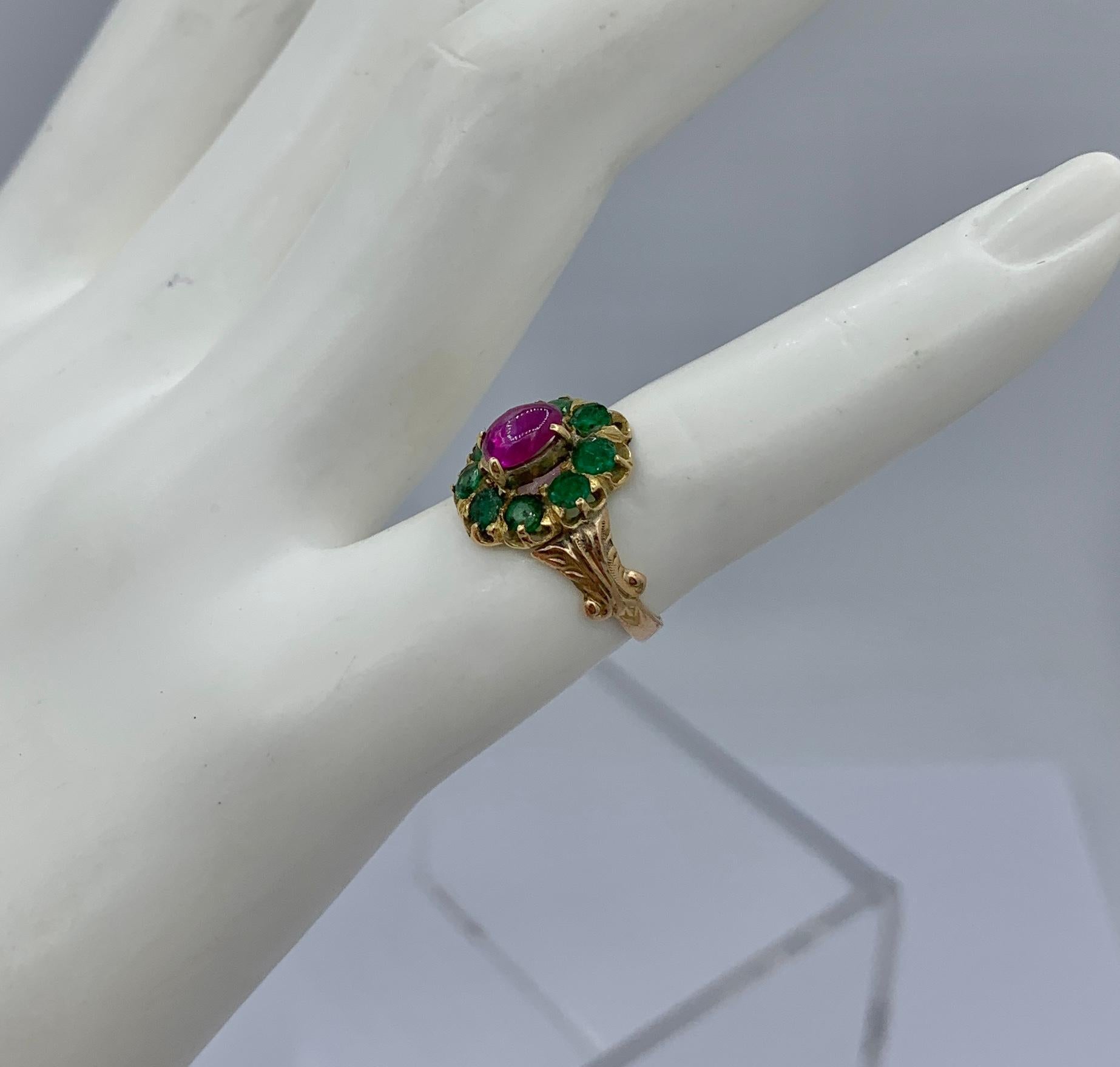 Victorian Emerald Ruby Ring Antique Wedding Engagement Stacking Ring Gold 2