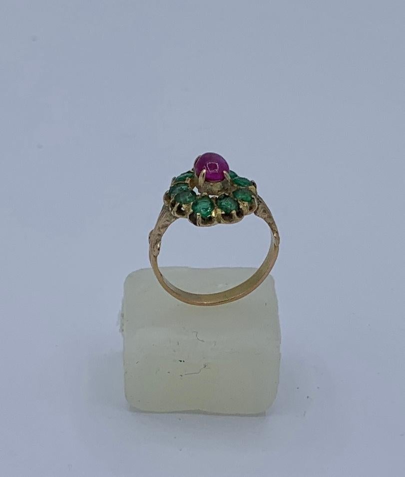 Victorian Emerald Ruby Ring Antique Wedding Engagement Stacking Ring Gold 3