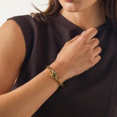 Victorian emerald seed pearl 14k yellow gold bangle