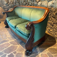 Antikes Empire-Sofa aus handgeschnitztem Mahagoni des 19. Jahrhunderts 