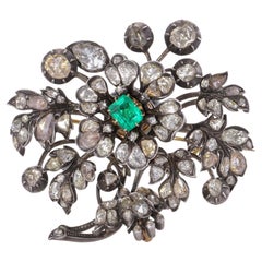Victorian En Tremblant 15kt. gold 15.51 cts of rose - cut diamond brooch 