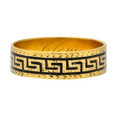 Victorian Enamel 14 Karat Gold Greek Key Band Ring