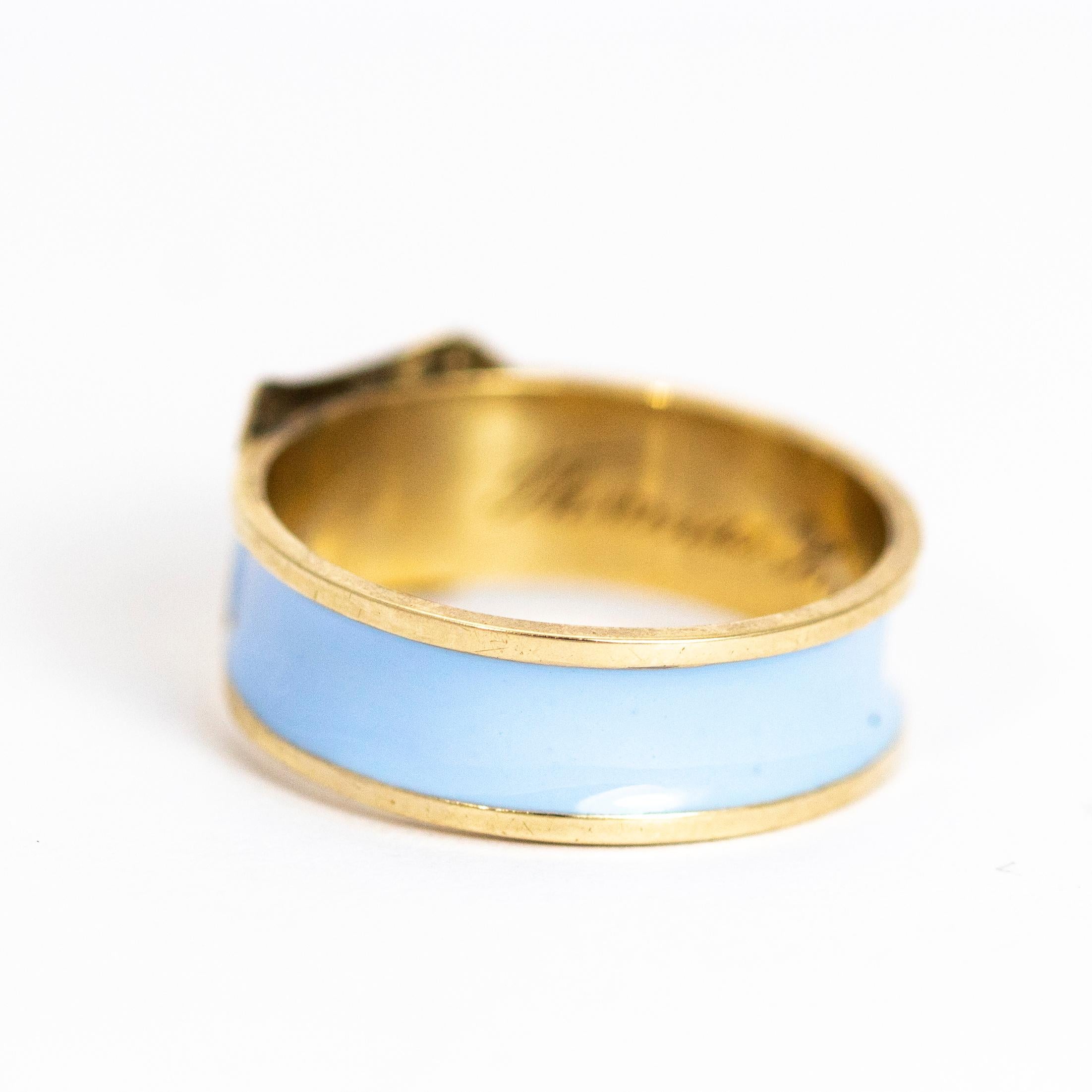 Victorian Enamel 15 Carat Shield Mourning Ring In Good Condition In Chipping Campden, GB