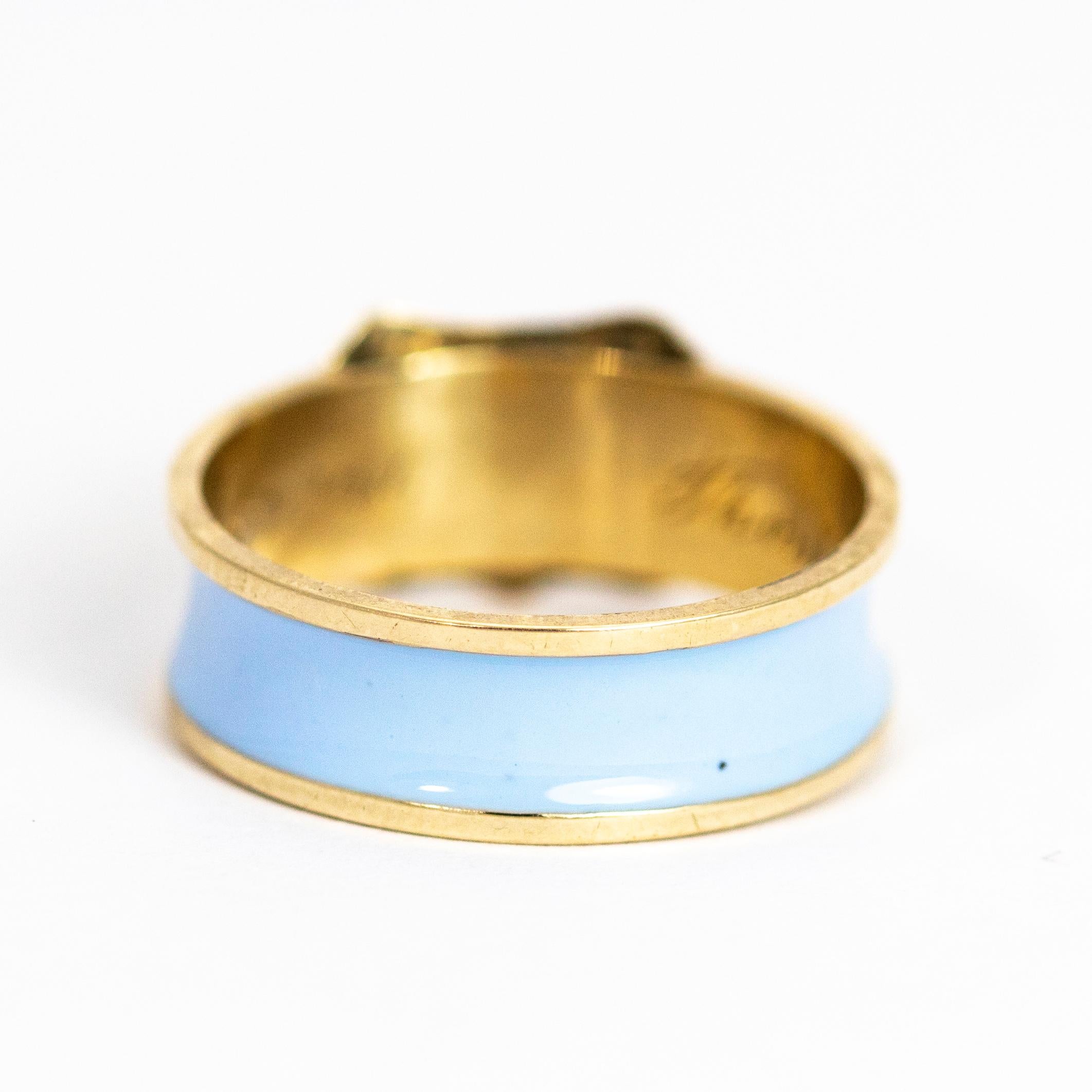 Women's or Men's Victorian Enamel 15 Carat Shield Mourning Ring