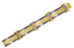 Victorian Enamel 18 Karat Yellow Gold Greek Key Panel Bracelet