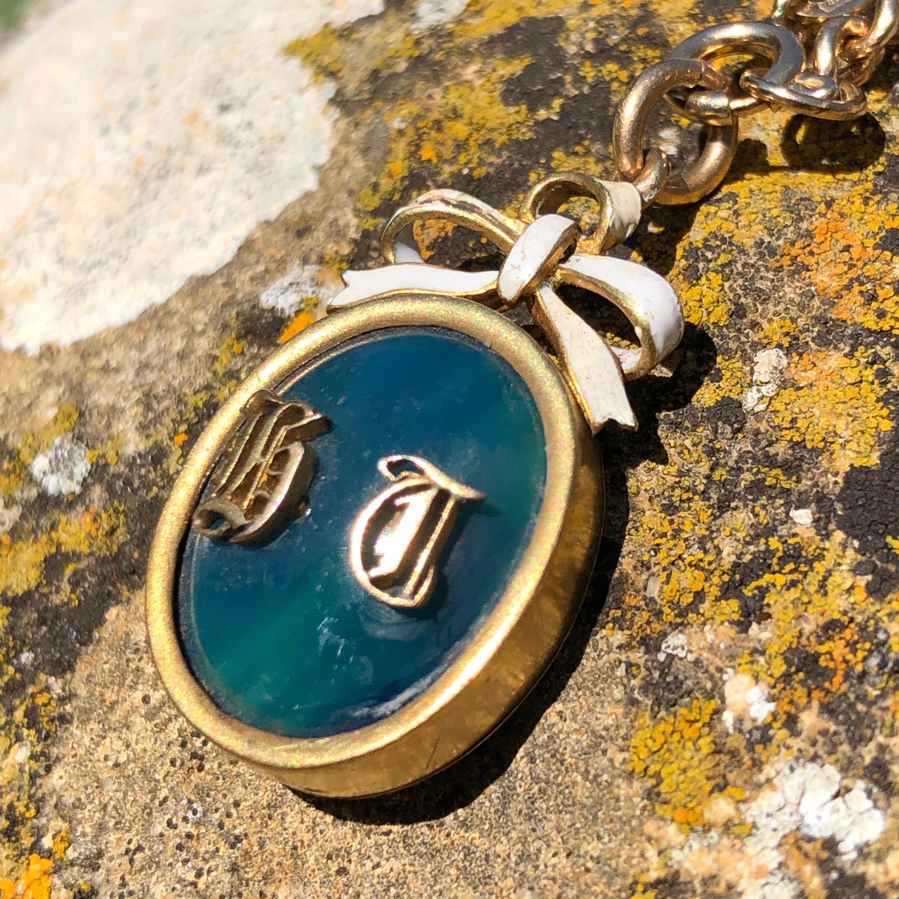 Victorian Enamel and 15 Carat Gold Locket Pendant In Good Condition In Chipping Campden, GB