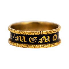 Victorian Enamel and 18 Carat Gold Memorial Ring