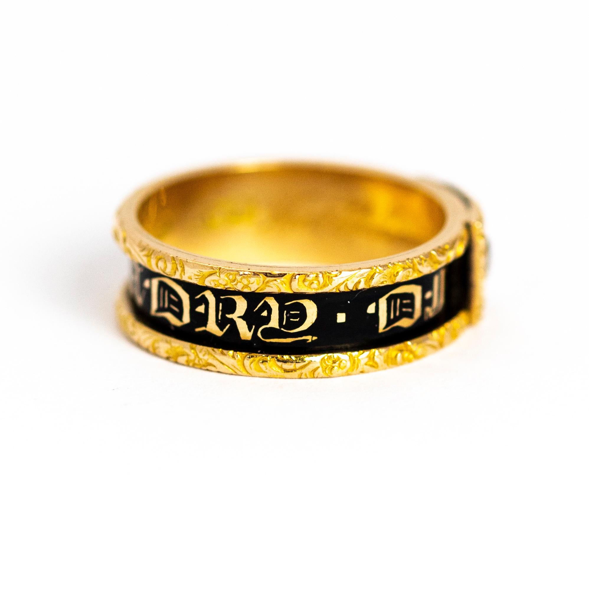 Victorian Enamel and 18 Carat Gold Mourning Band 1