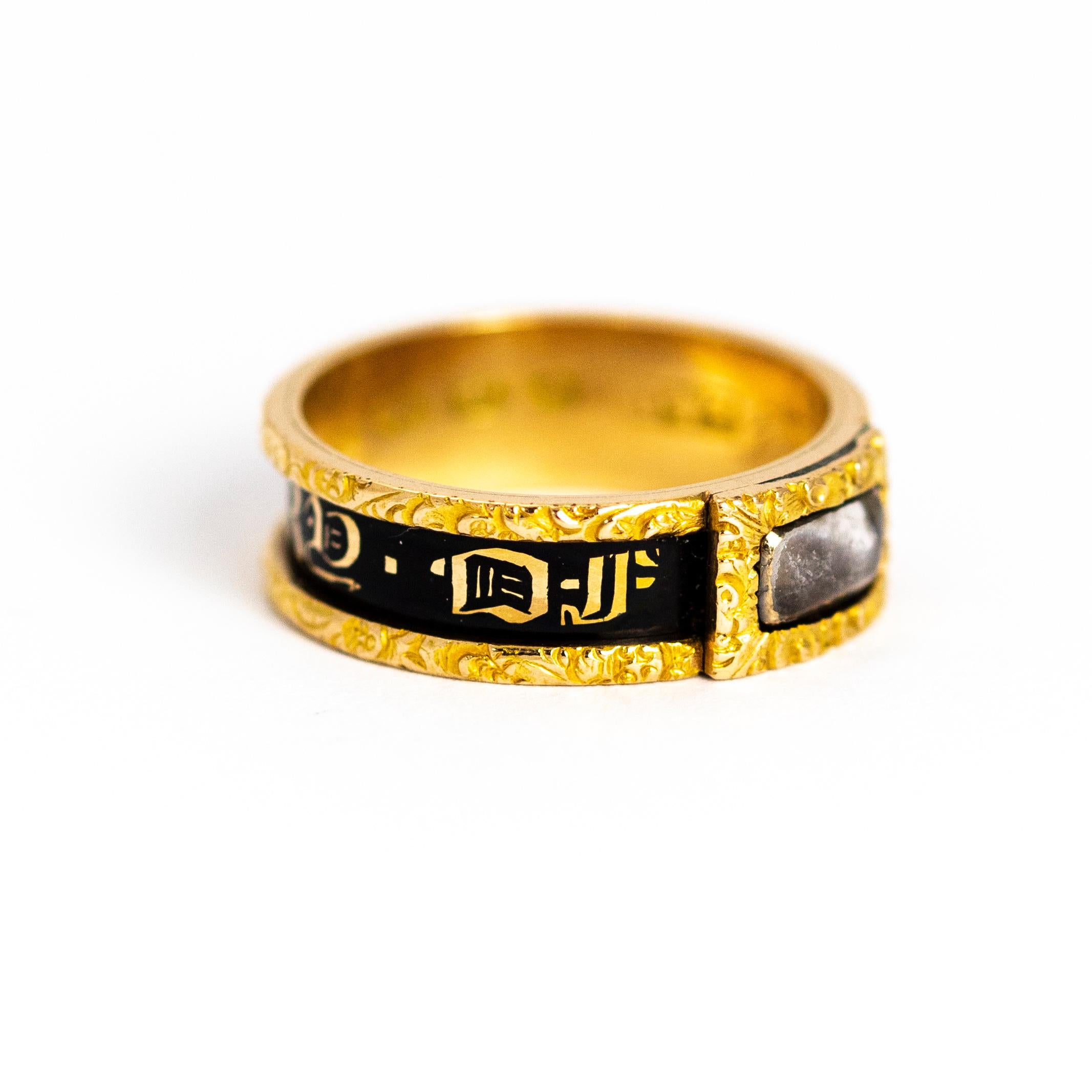 Victorian Enamel and 18 Carat Gold Mourning Band 2