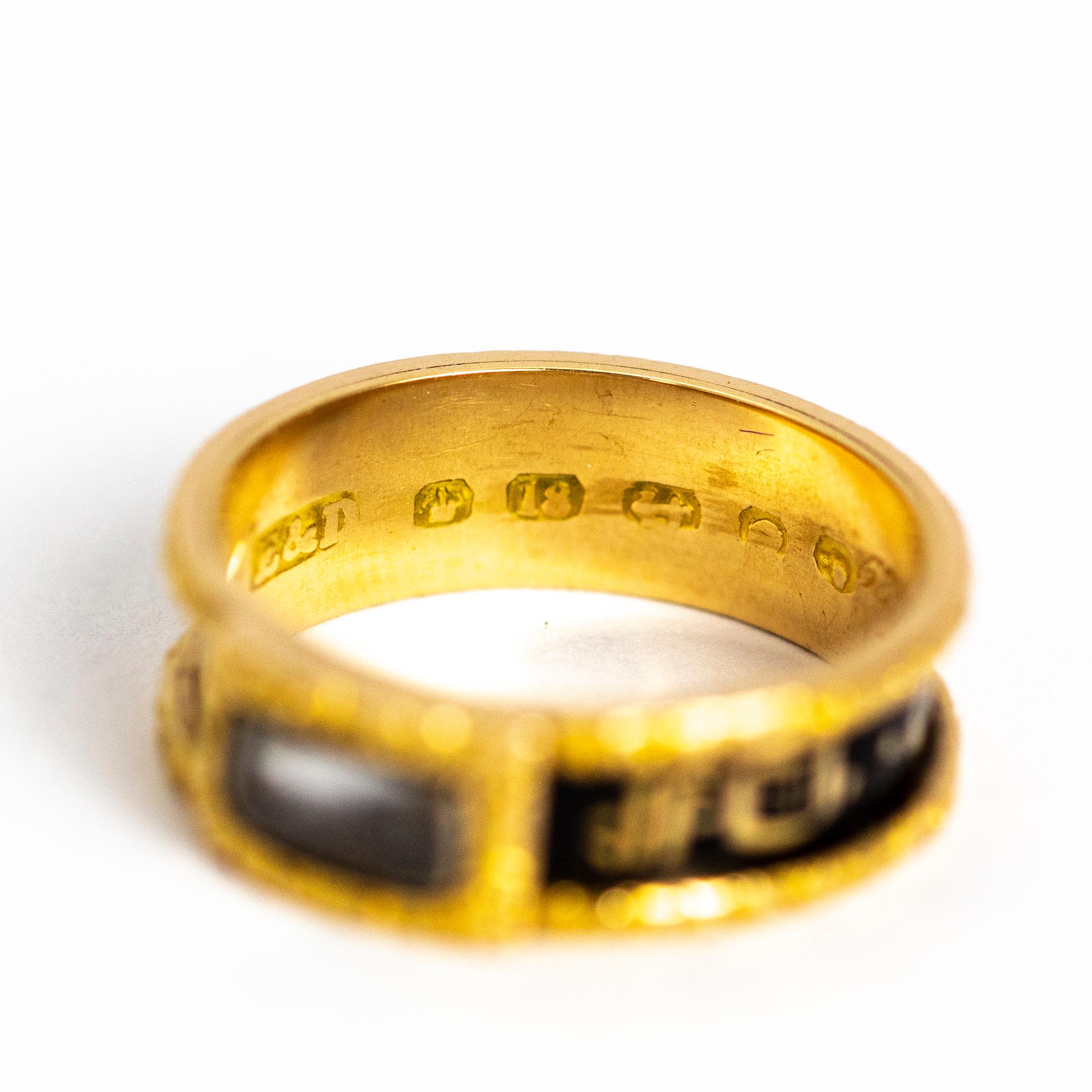 Victorian Enamel and 18 Carat Gold Mourning Band 4