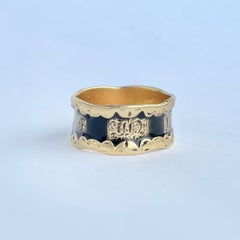 Victorian Enamel and 18 Carat Gold Mourning Band