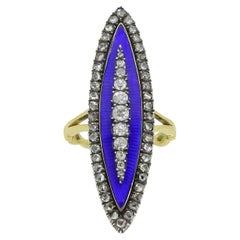 Victorian Enamel and Diamond Navette Ring