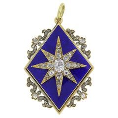 Pendentif victorien en émail et diamants