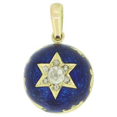 Victorian Enamel and Diamond Star Pendant