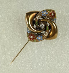 Victorian Enamel and Diamond Stickpin