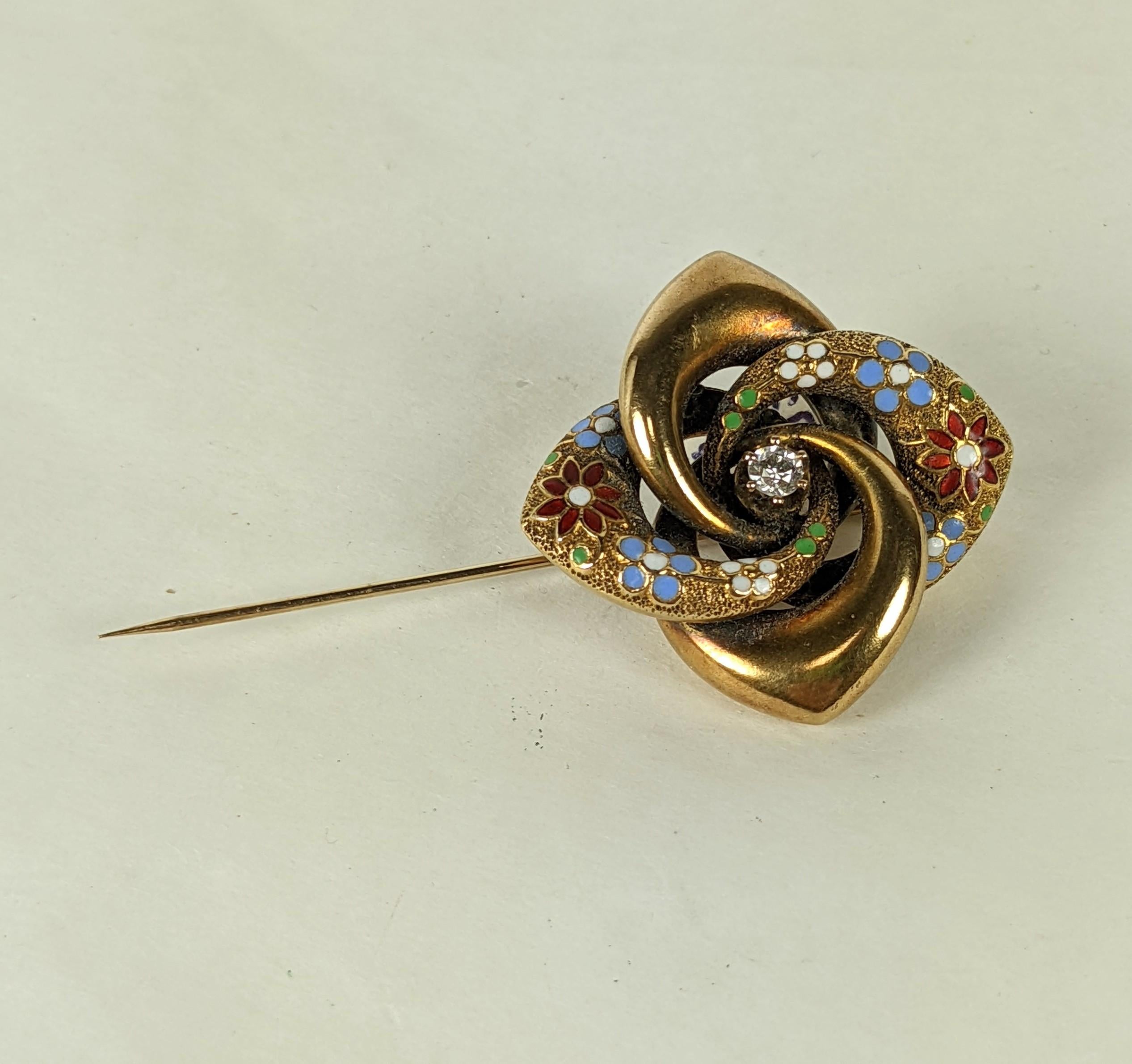 Victorian Enamel and Diamond Stickpin In Good Condition For Sale In New York, NY