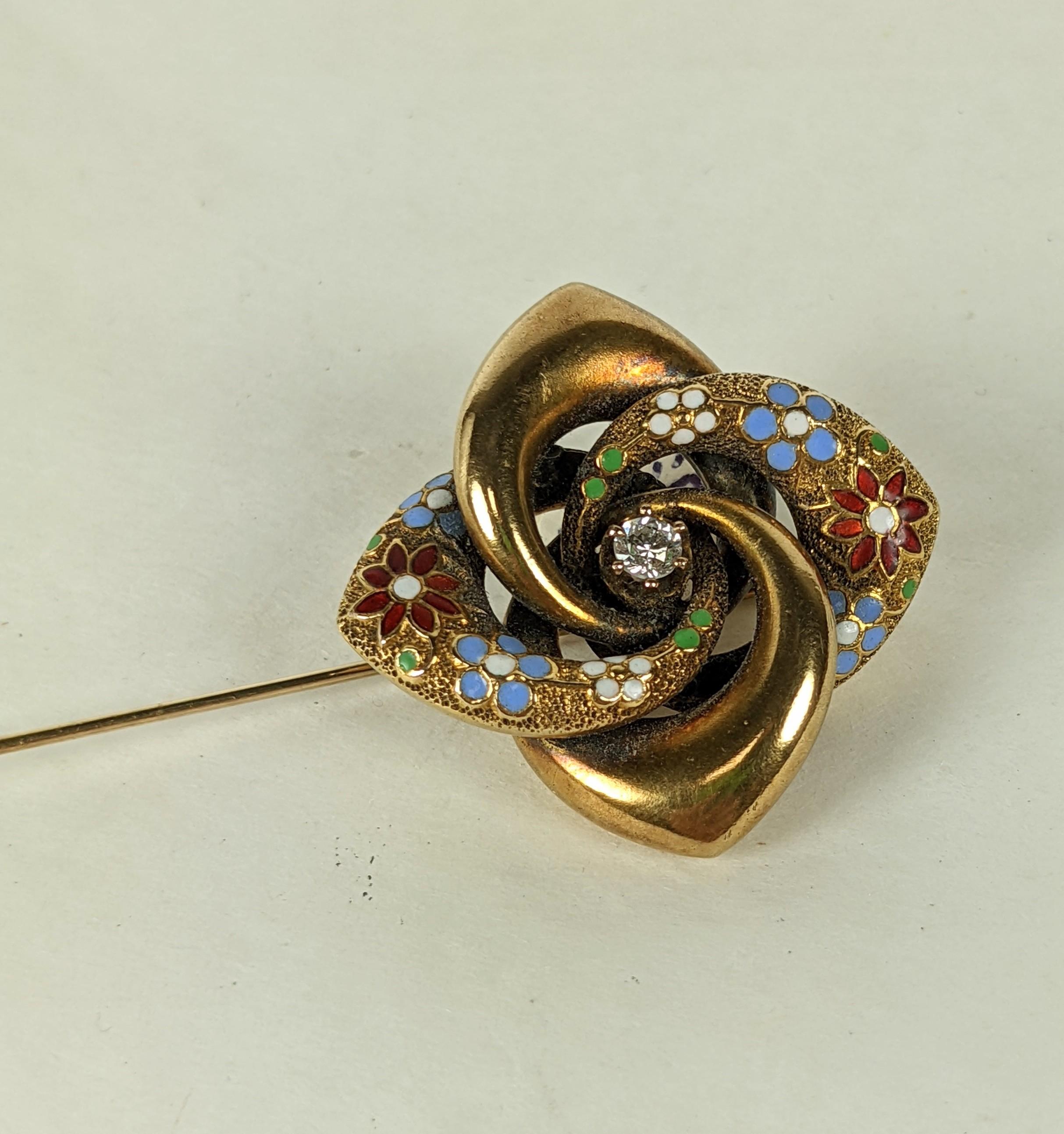 Women's or Men's Victorian Enamel and Diamond Stickpin For Sale
