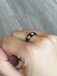Victorian Enamel and Pearl 9 Carat Gold Band