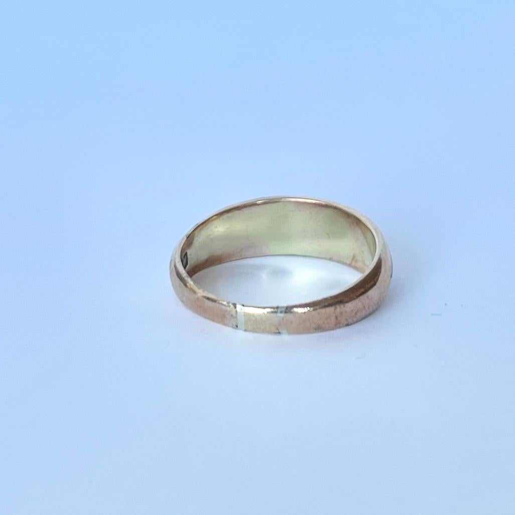 Victorian Enamel and Pearl 9 Carat Gold Band  In Good Condition For Sale In Chipping Campden, GB