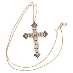 Victorian Enamel Cross Pendant