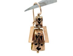 Victorian Enamel Dangle Earrings 14K Yellow Gold Original 1860's