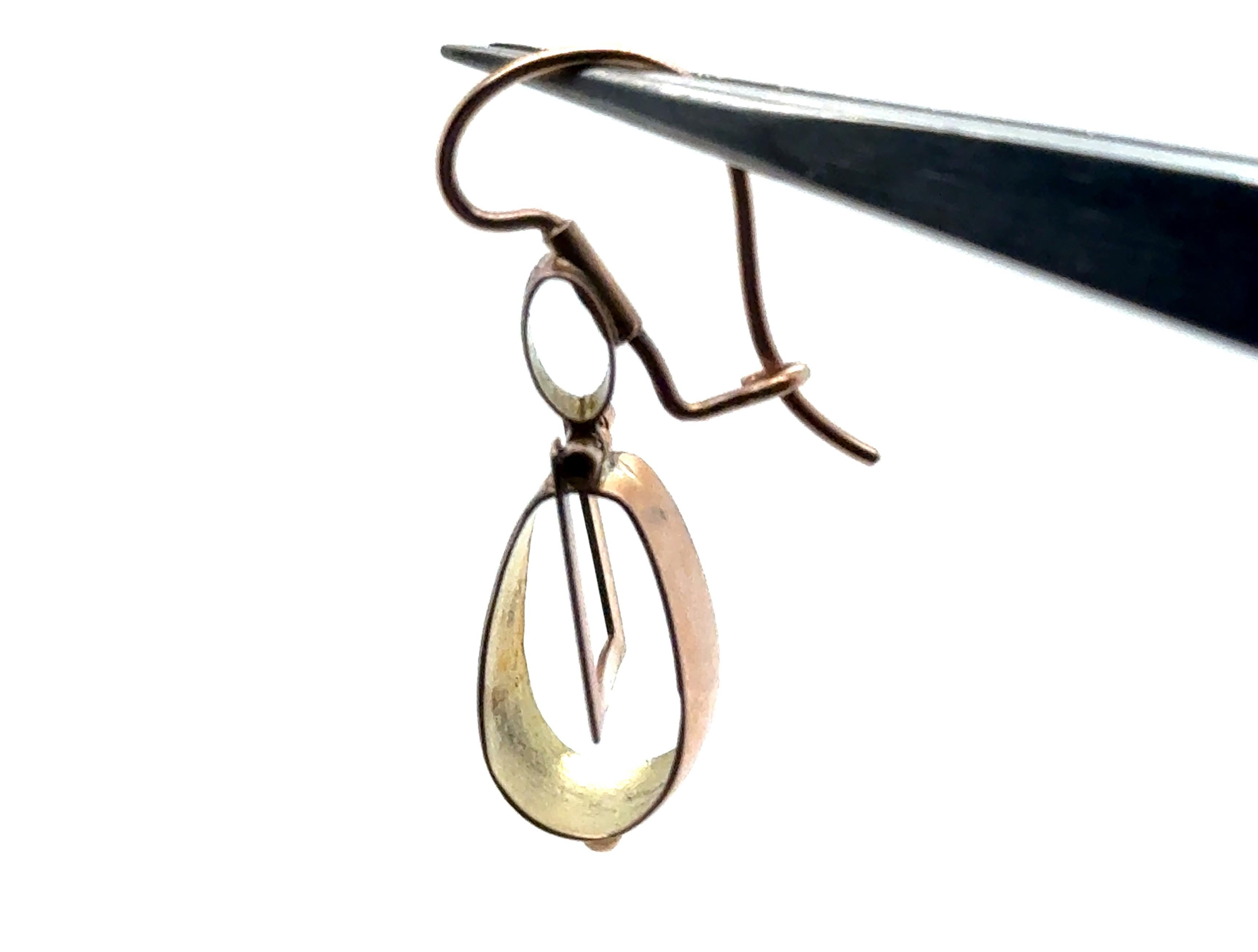 Vittoriano Orecchini vittoriani con smalto a penzoloni in oro giallo 14K originali del 1860 in vendita