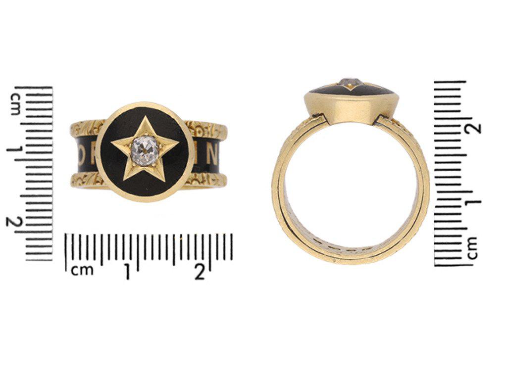 Women's Victorian Enamel Diamond Gold Family Memorial Ring