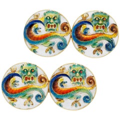 Victorian Enamel Dragon Gold Cufflinks