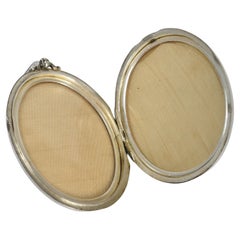 Victorian Enamel "Forget-Me-Not" Large Silver Locket, Circa 1880