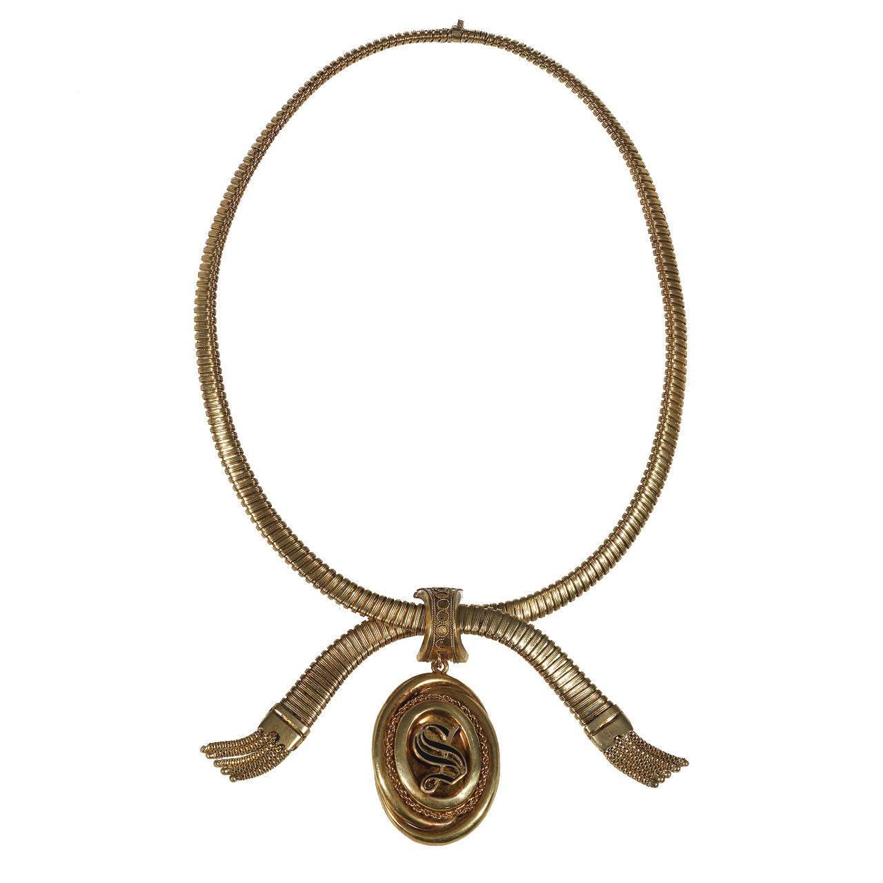 Victorian Enamel Gold Necklace In Excellent Condition For Sale In Firenze, IT