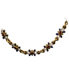 Victorian Enamel Necklace 18 Karat Yellow Gold