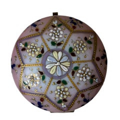 Scatola vittoriana in vetro opalino smaltato