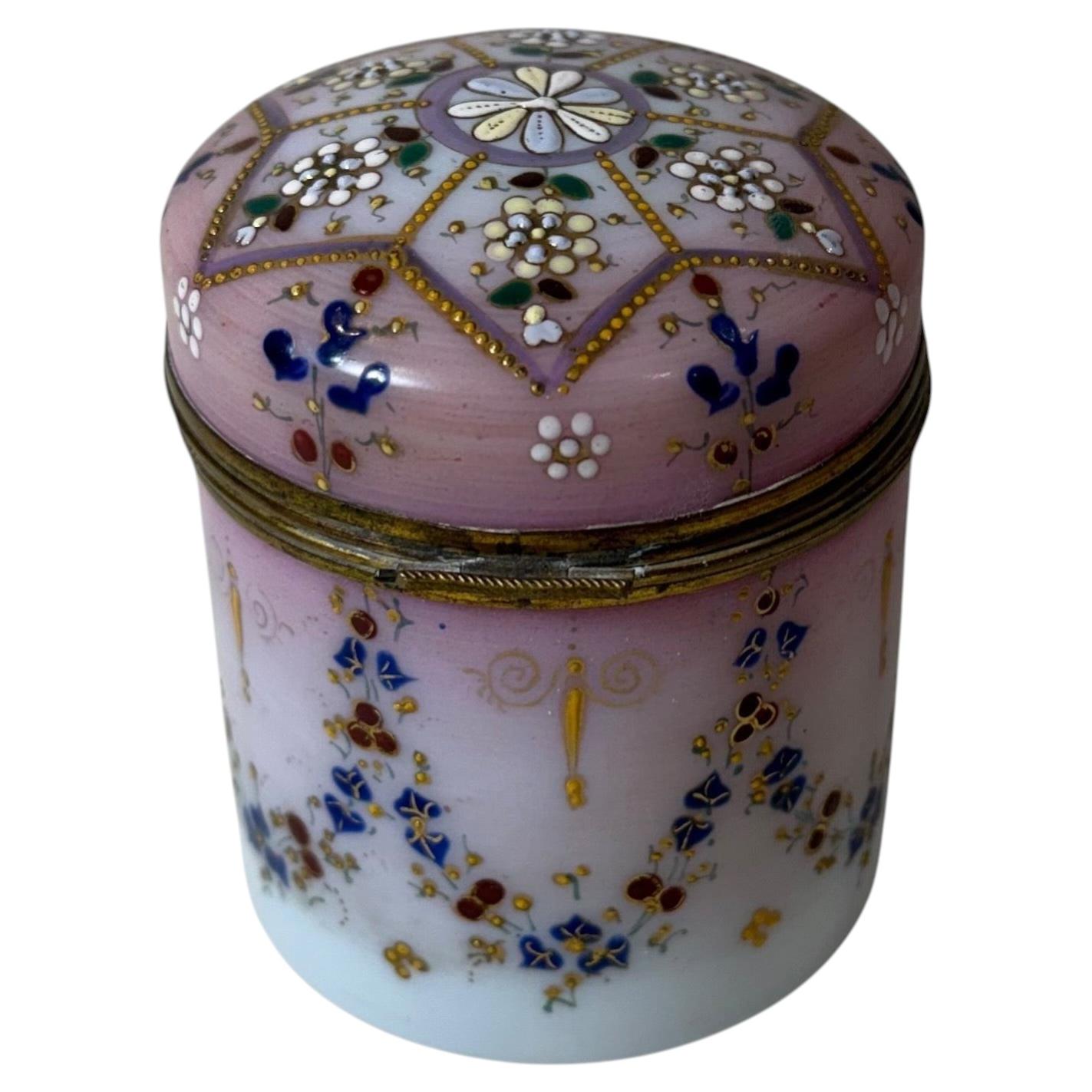 Victorian Enamel Opaline Glass Box