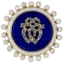 Victorian Enamel, Pearl and Diamond Brooch