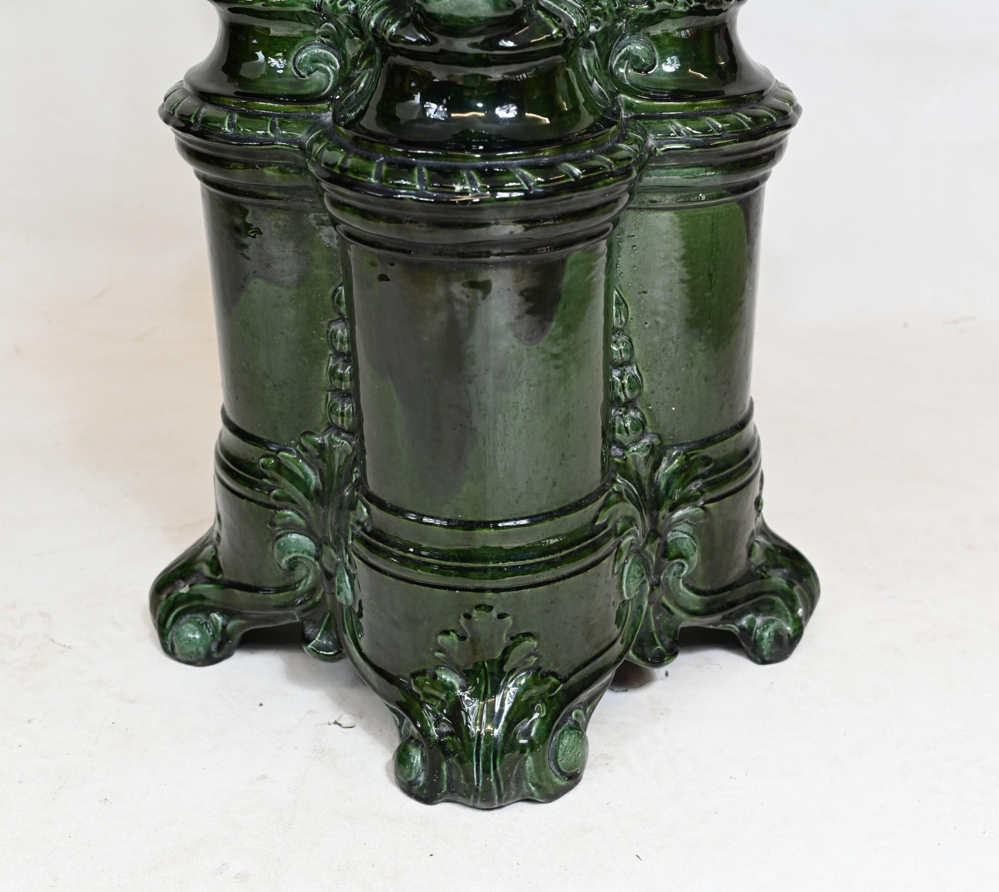 Victorian Enamel Pedestal Stand Glazed Sea Serpent Table 1860 In Good Condition In Potters Bar, GB