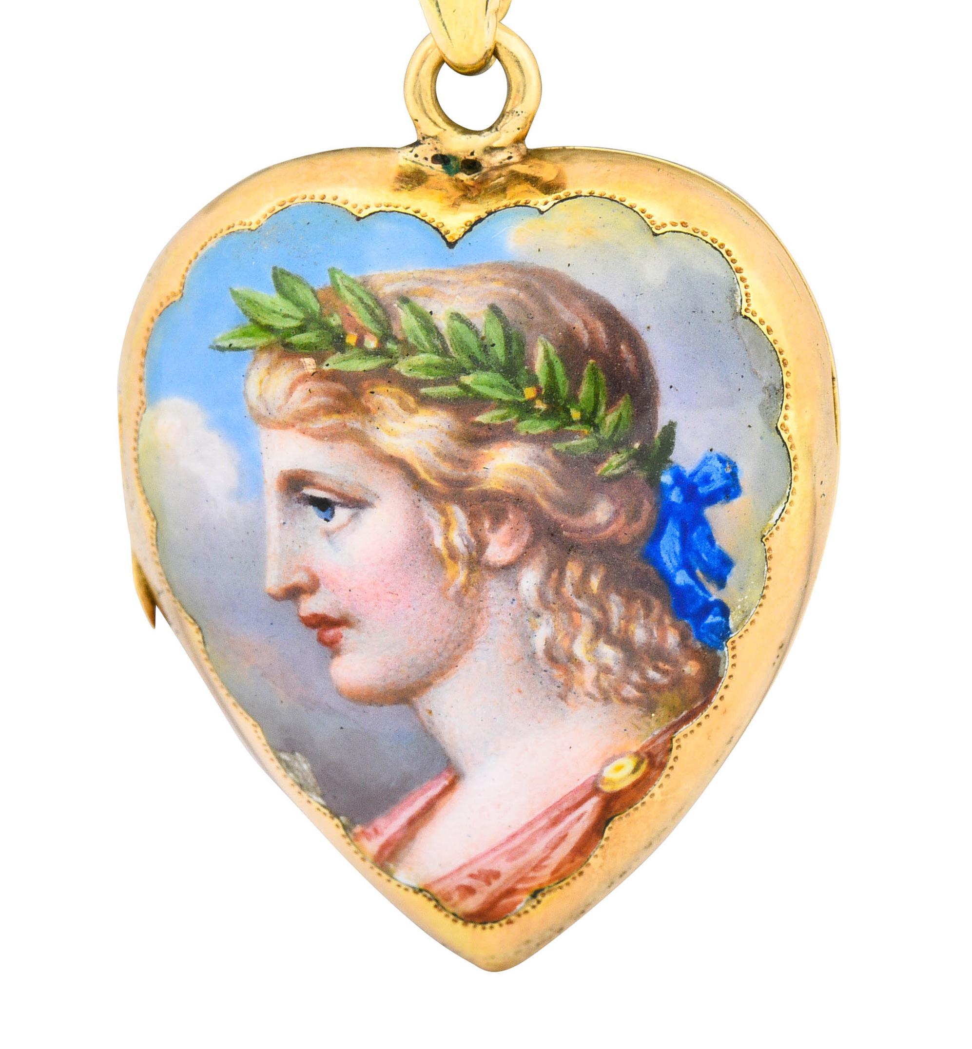 Victorian Enamel Rose Cut Diamond 14 Karat Gold Mourning Locket 2