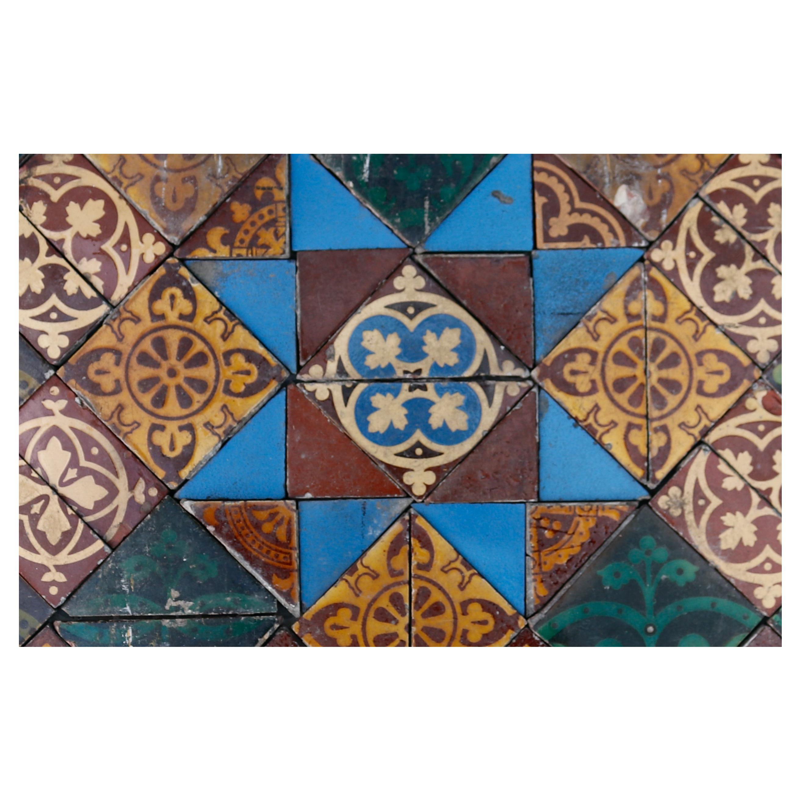 Victorian Encaustic ‘Maw’ Tile Floor Panel