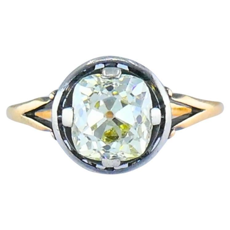 Victorian Engagement Ring 14k Gold Silver Old Mine Cut Diamond For Sale