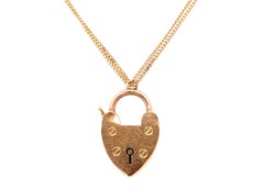 Victorian England Love Lock Necklace Pendant 9K Yellow Gold 1880's Henry Allday