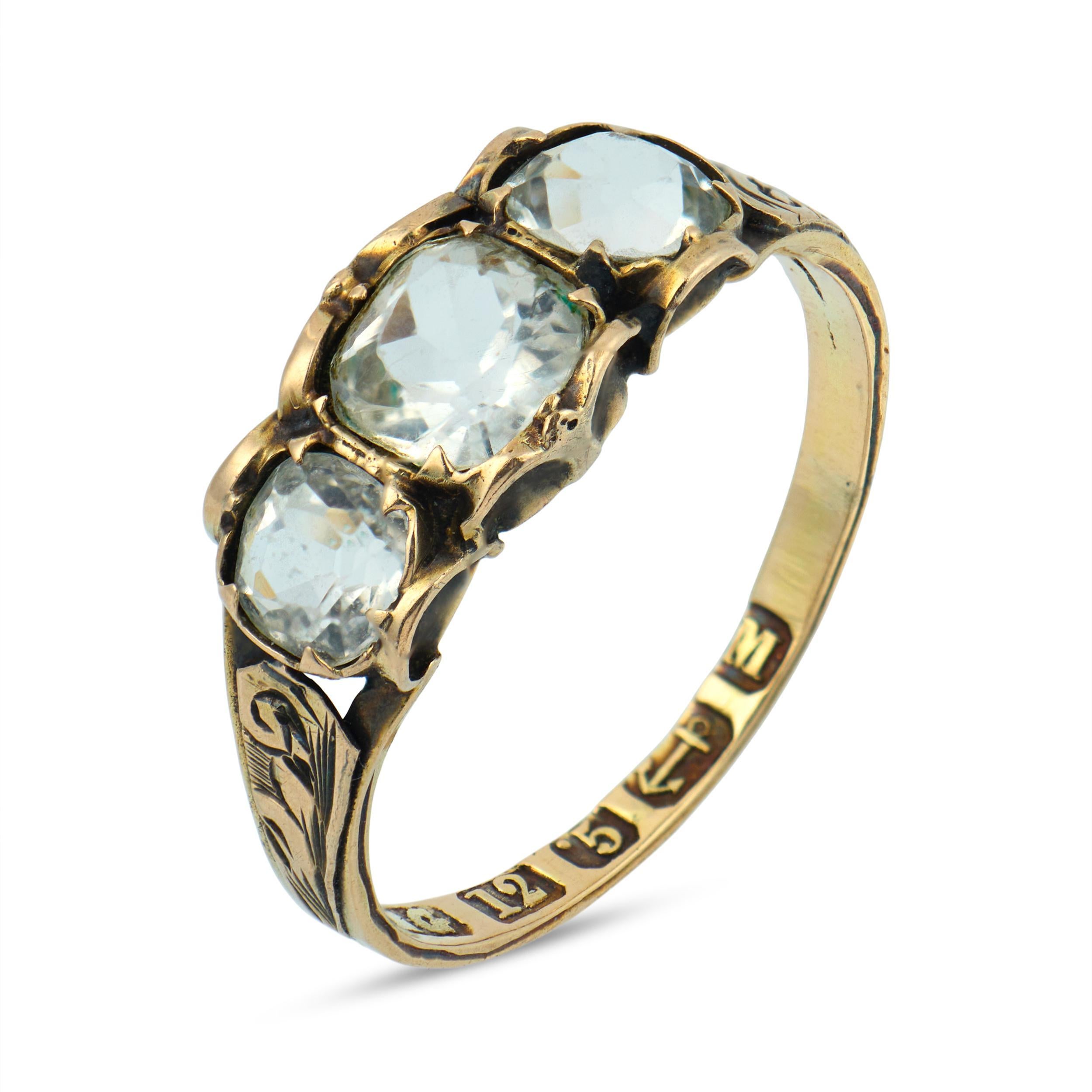 Victorian England old mine cut paste yellow gold ring