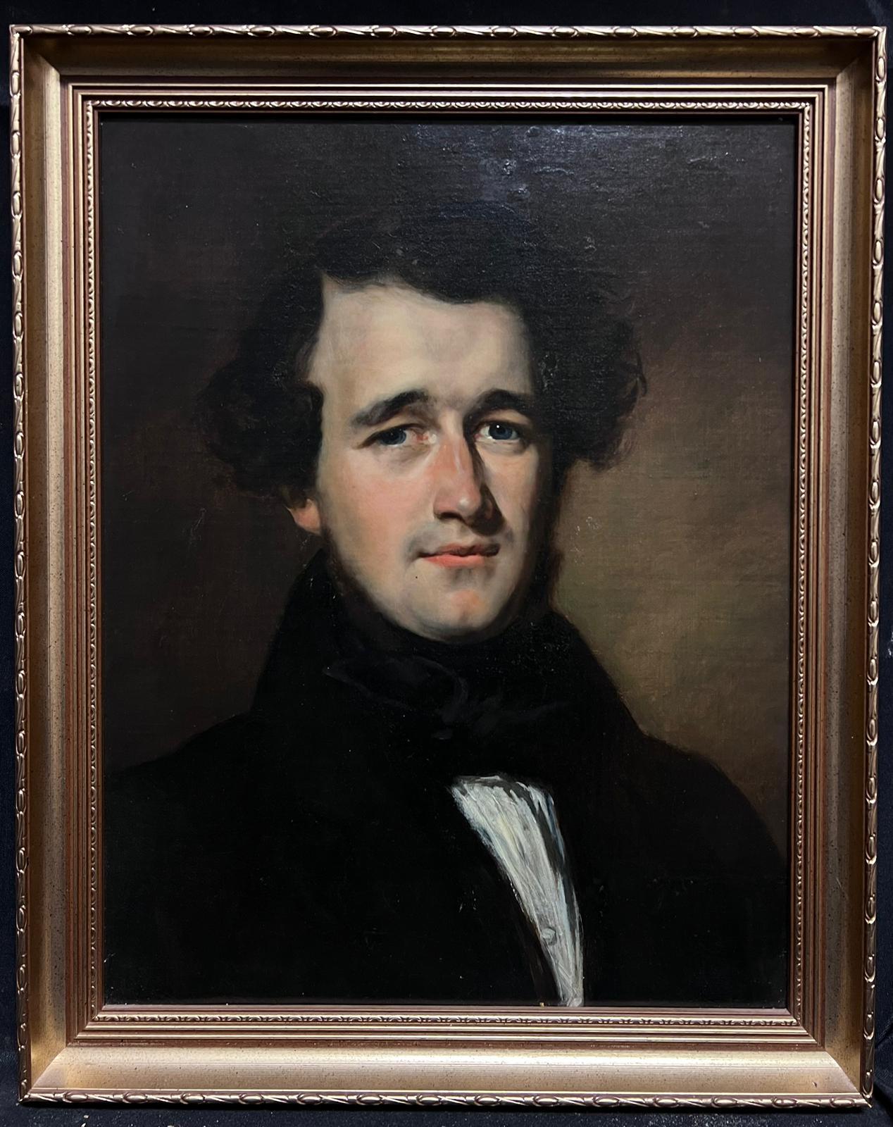 Fine Victorian Portrait of a Gentleman Original 1870's English Oil Painting - Black Figurative Painting by Victorian English