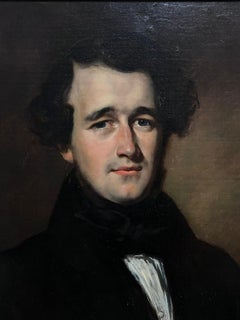 Fine peinture à l'huile anglaise originale du portrait victorien d'un gentleman des années 1870