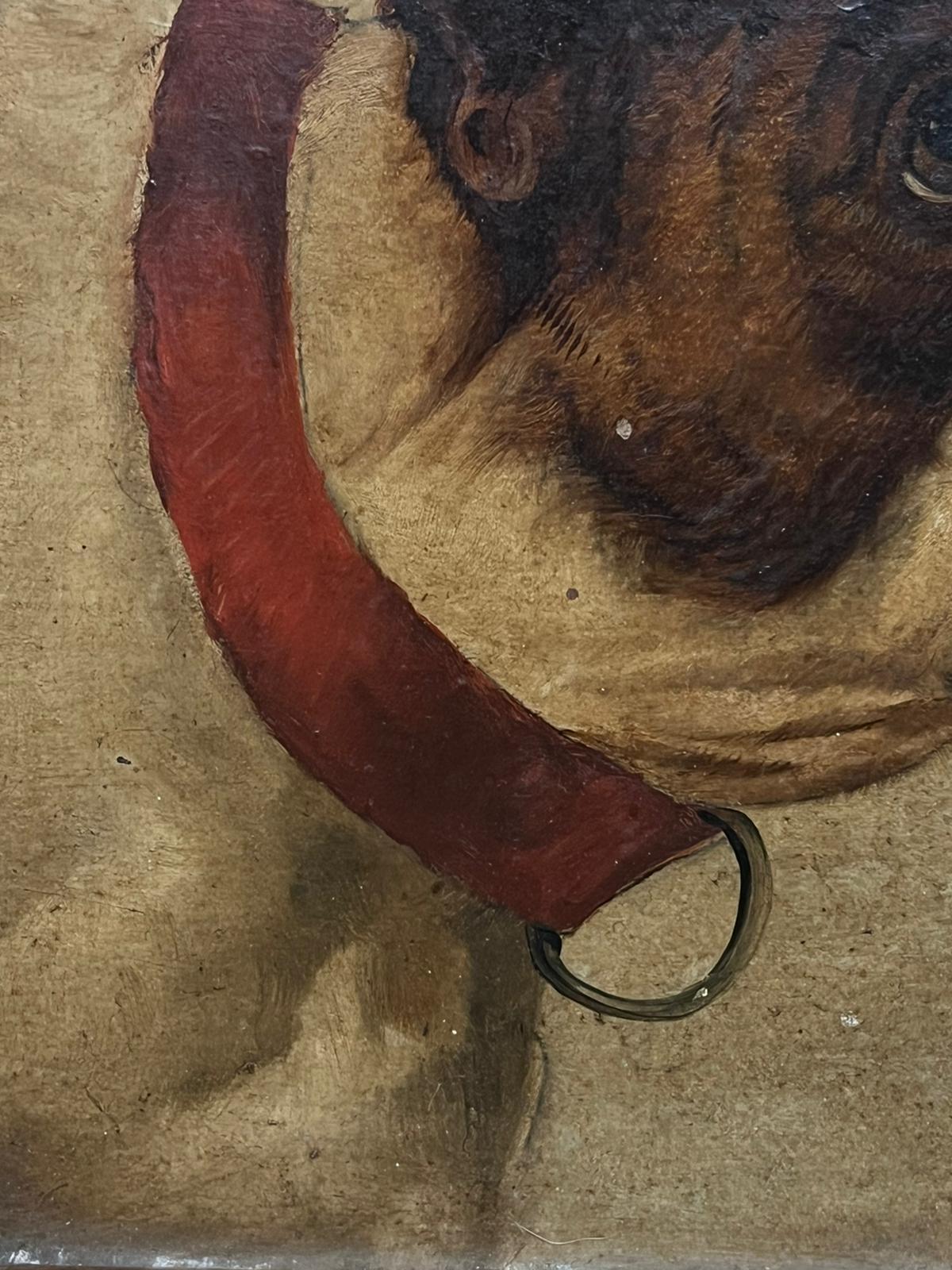 The Bull Dog
English School, 19th century
oil on board, framed
framed: 13.5 x 12 inches
board : 10 x 9 inches
Provenance: private collection, the Cotswolds, England
Condition: would benefit from a clean but is in overall sound and good condition;