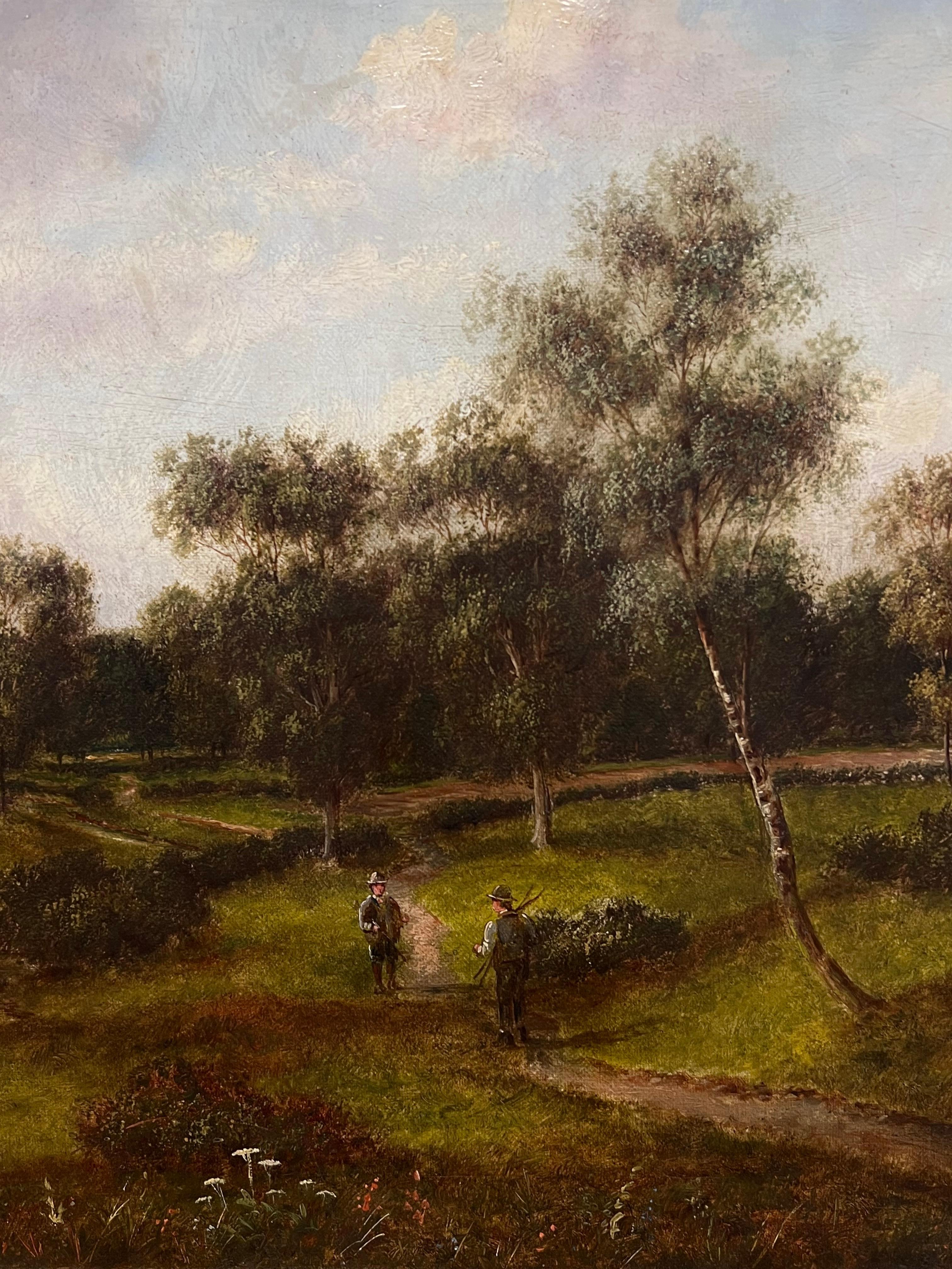 Pintura al óleo tradicional inglesa victoriana del siglo XIX firmada Paisaje rural en venta 2