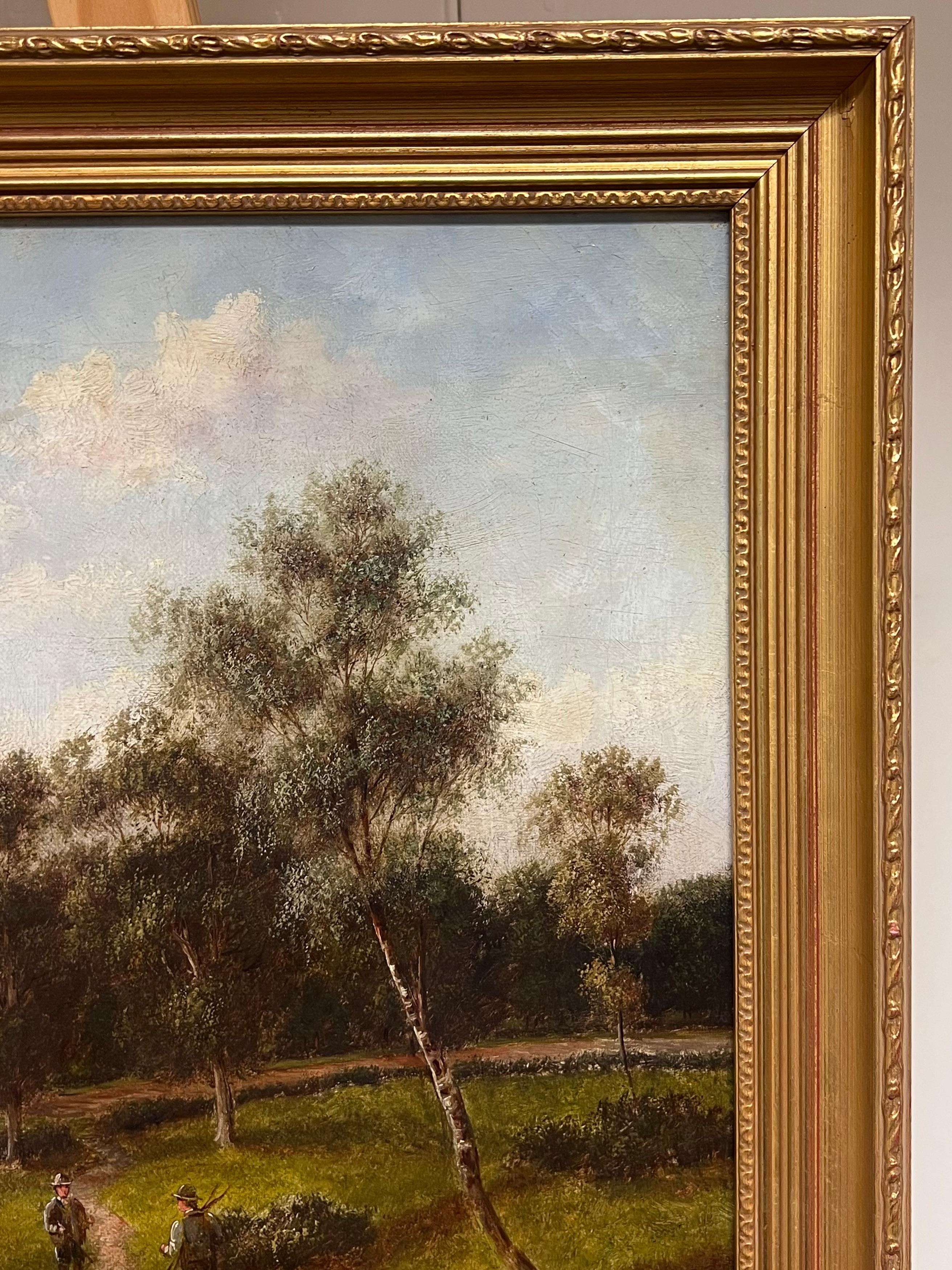 Pintura al óleo tradicional inglesa victoriana del siglo XIX firmada Paisaje rural en venta 4