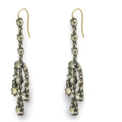 Victorian English 15k/Sterling Silver Paste Chandelier Earrings