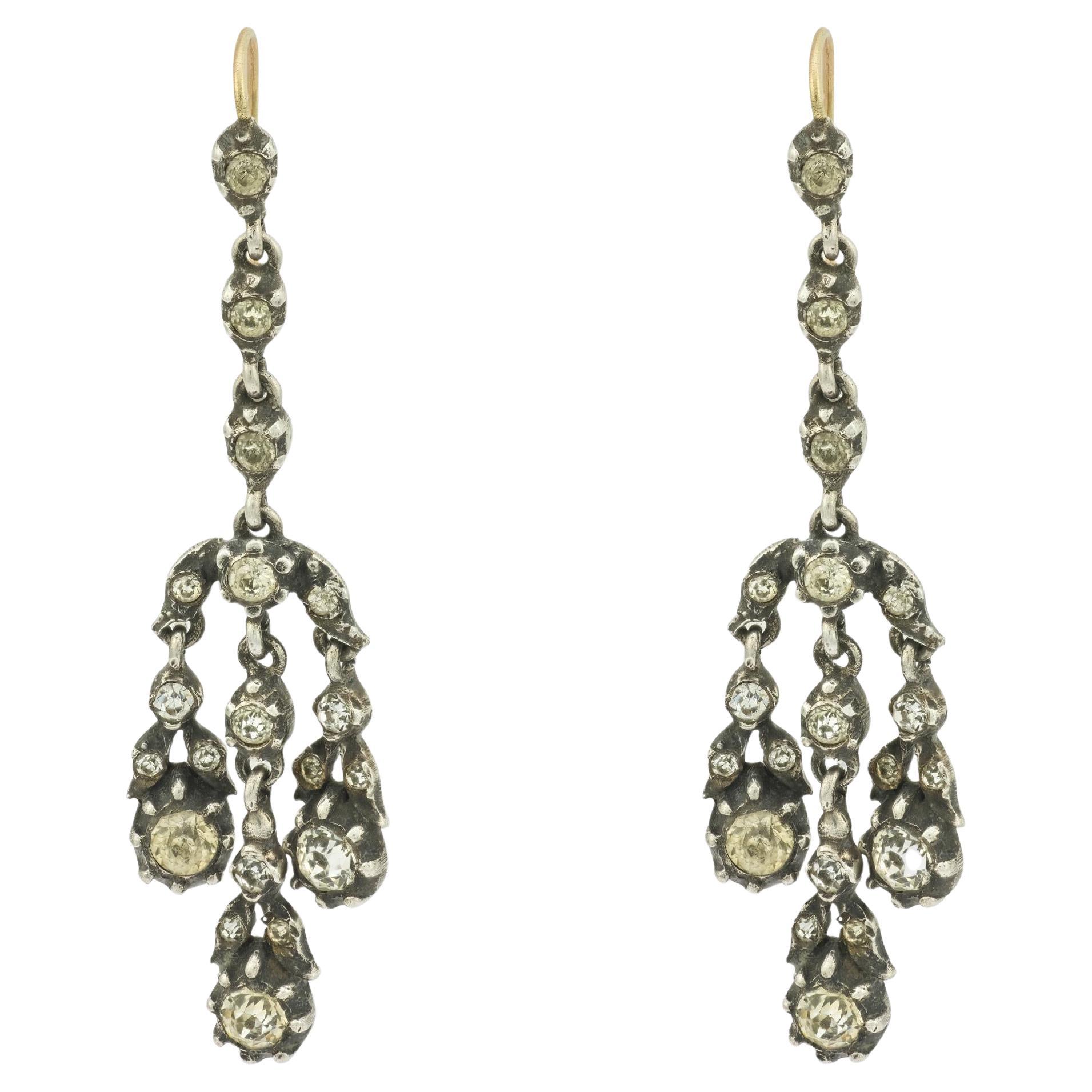 Orecchini a lampadario in pasta inglese vittoriana a 15k/argento sterling